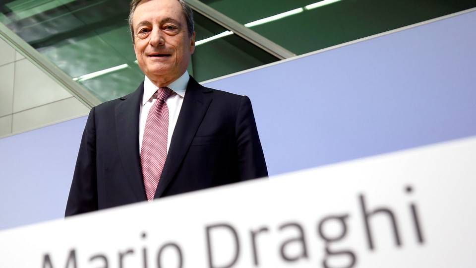 "Vi tror stadig, at sandsynligheden for en recession i eurozonen er lille, men den er steget," siger ECB-chef Mario Draghi. | Foto: Ralph Orlowski/Reuters/Ritzau Scanpix