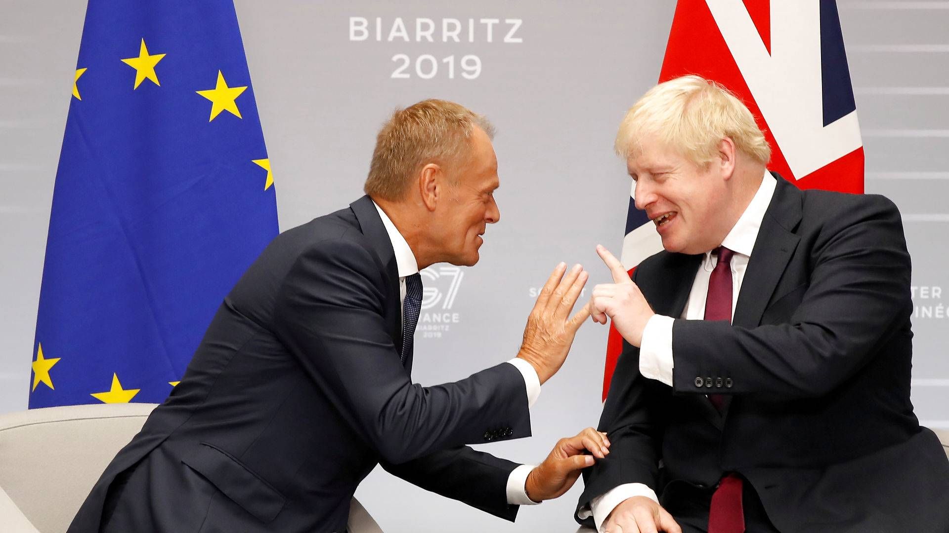 Donald Tusk og Boris Johnson mødes i denne uge til brexit-forhandlinger. | Foto: Christian Hartmann/Reuters/Ritzau Scanpix