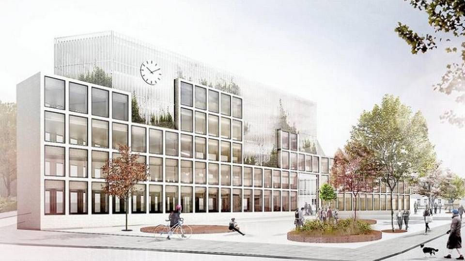 Skitse til et muligt kommende rådhus i Vordingborg, som det lokale arkitekfirma Casa Arkitekter har tegnet streger til. | Foto: PR-visualisering: Casa Arkitekter