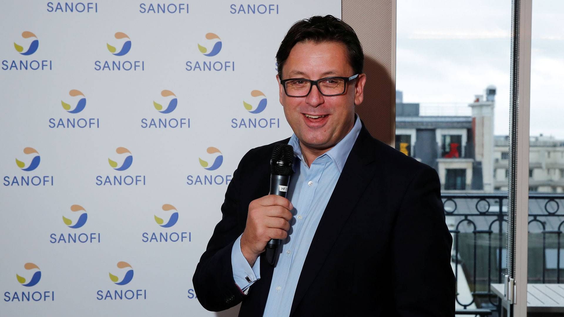 Paul Hudson, adm. direktør i Sanofi, erklærer sig tilfreds med selskabets kvartalsregnskab. | Foto: Benoit Tessier/Reuters/Ritzau Scanpix
