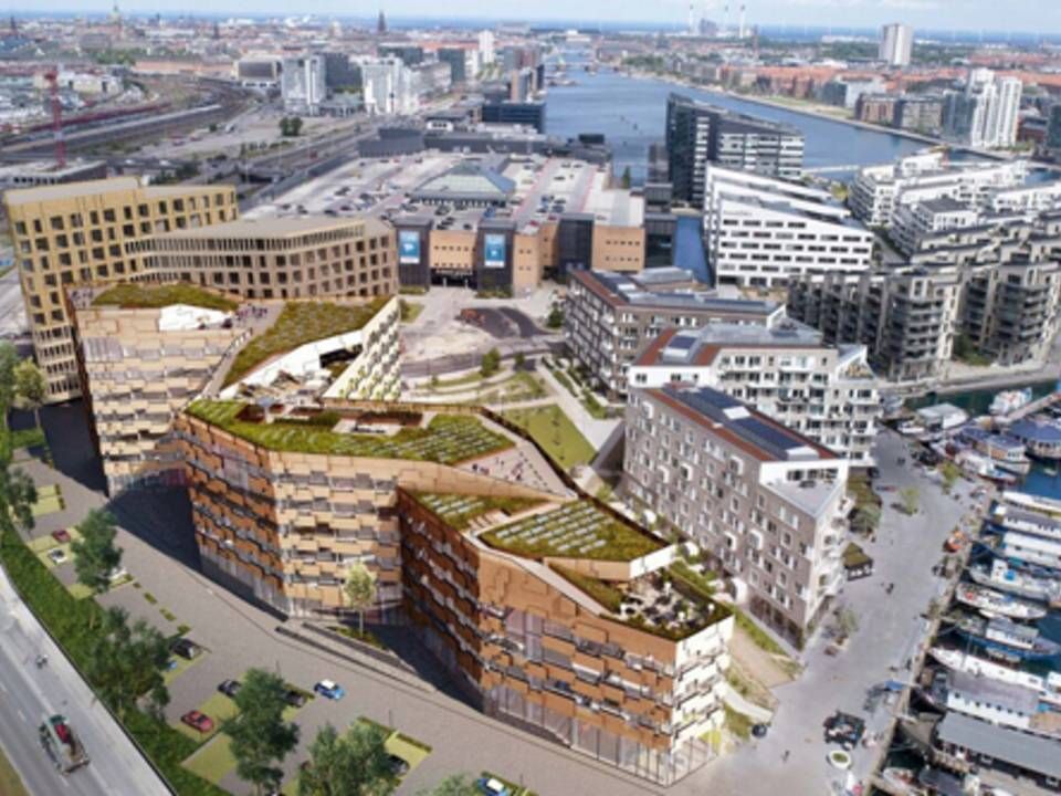 Skanskas kontorprojekt CPH Highline på Havneholmen i København. Projektet forventes at stå færdigt i slutningen af 2020. | Foto: PR / Skanska / Holscher Nordberg Arkitekter