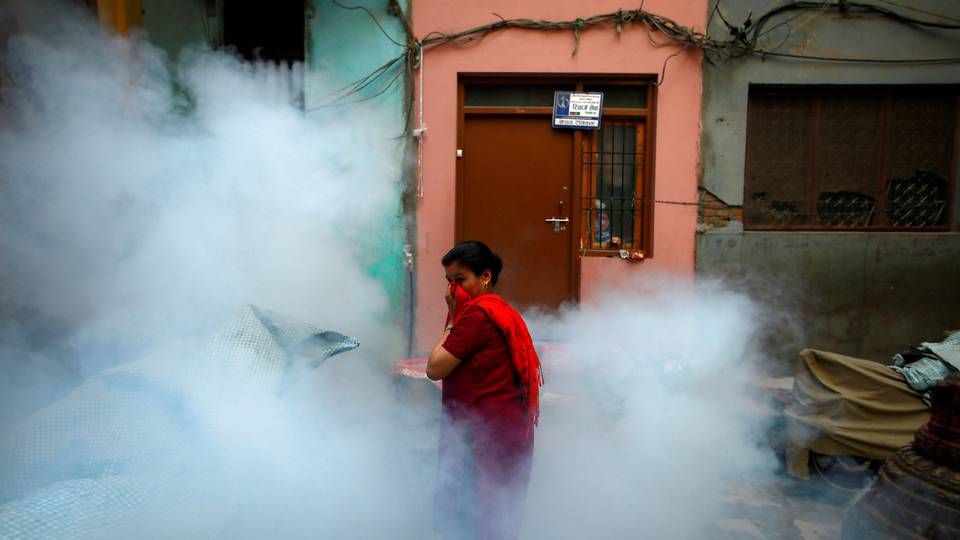 I Kathmandu i Nepal har man været i fuld gang med at sprøjte mod denguefeber og andre myggebårne virusser i efteråret. | Foto: Navesh Chitrakar / Reuters / Ritzau Scanpix