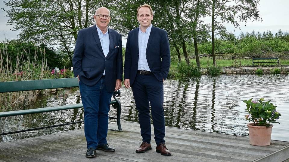 Anders Mayland (til højre) og bygherren Maycon har genoptaget byggeriet på Nymarksvej i Fredericia i samarbejde med ny entreprenør. | Foto: PR / Mayland Holding