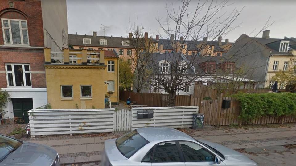 Det gule byhus set fra Bjelkes Allé på Nørrebro i København. | Foto: Google Maps