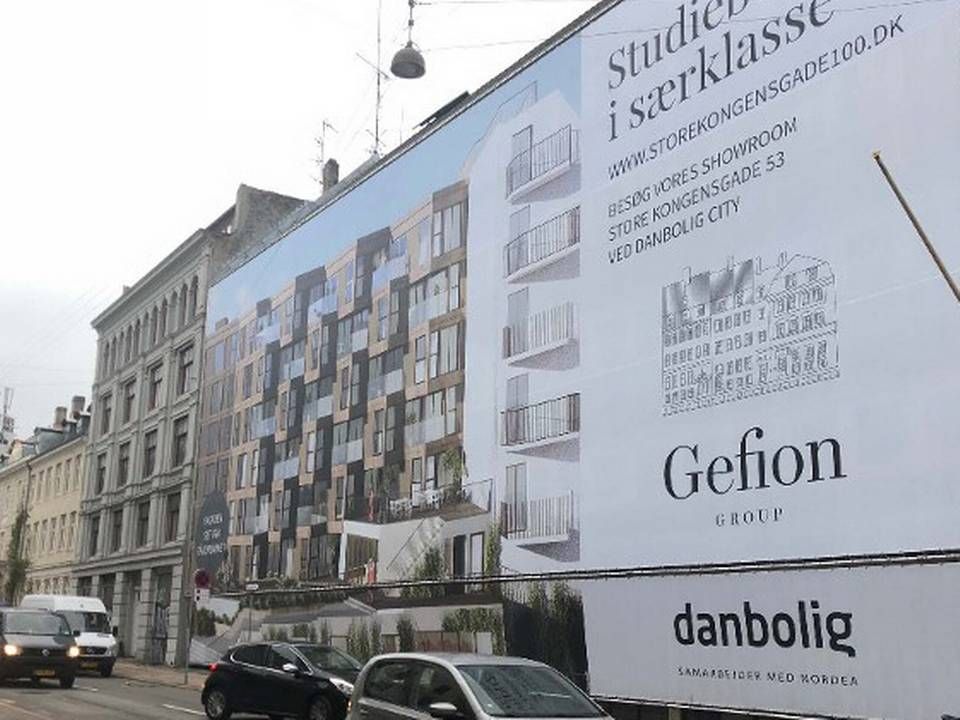 Gefion Groups over 4000 kvm store projekt på Store Kongensgade 100 og 106 i København er allerede blevet et halvt år forsinket. Nu giver en tvist med totalentreprenøren yderligere udfordringer. | Foto: Sacha Sennov