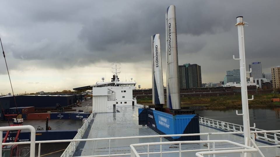 Sejlene på Lybris Seaways blev installeret i sidste uge. | Foto: PR / DFDS