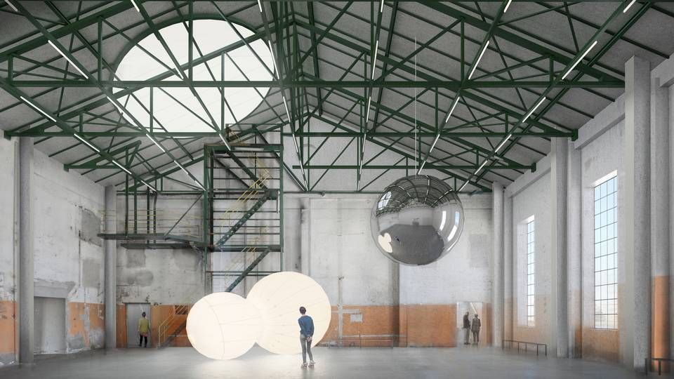 Visualisering af det kommende kunstcenter i det fredede industrianlæg Spritten i Aalborg. | Foto: Realdania/PR