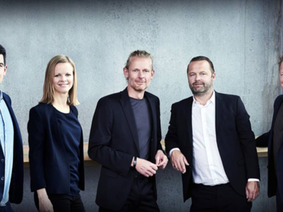 Fra venstre: Mads Nygaard, Nanna Flintholm, Torben Skovbjerg Larsen, Anders Strange og Anders Tyrrestrup. | Foto: PR / Aart Architects