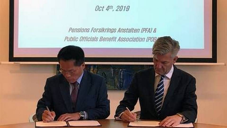 Gyeong Ho Han, CEO of Poba, and Allan Polack, CEO of PFA, signed an investment collaboration agreement in October.