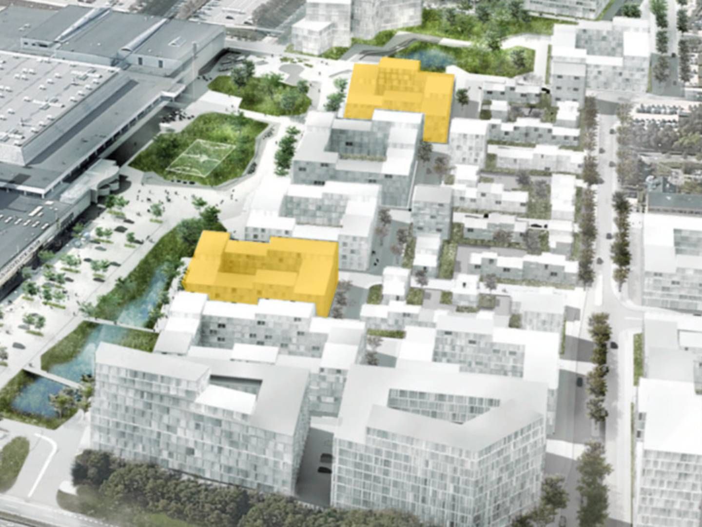 Med de to nye byggefelter, som er vist med gult, har Balder gang i at bygge ca. 1000 lejligheder i hovedstadsområdet. | Foto: Balder PR