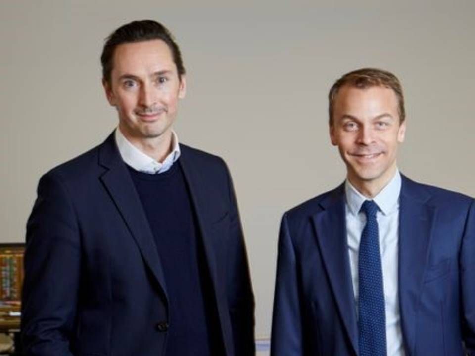 Anders Ellegaard (tv), leder for fixed income, og Morten Rask Nymark (th), leder for noterede aktieinvesteringer, Industriens Pension. | Foto: Industriens Pension PR