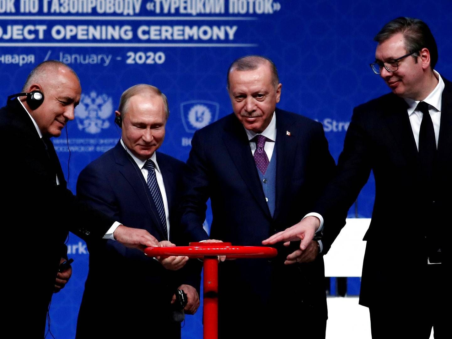 Præsidenter, udenrigsministre, energiministre, Gazprom-direktører og mange andre var med, da Rusland og Tyrkiet i denne uge symbolsk åbnede for gassen gennem Turkstream. | Foto: Umit Bektas/Reuters/Ritzau Scanpix