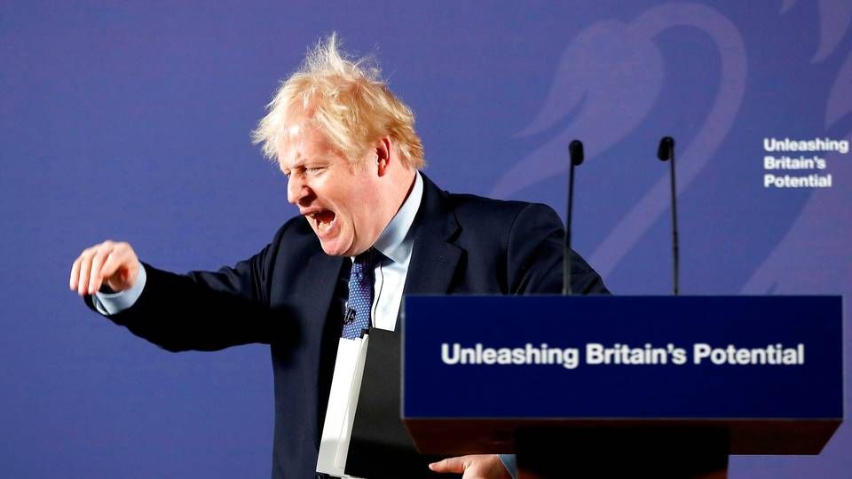 Boris Johnson brugte de store armbevægelser, da han holdt tale om de kommende forhandlinger med EU i Greenwich. | Foto: Frank Augstein/AFP/Ritzau Scanpix