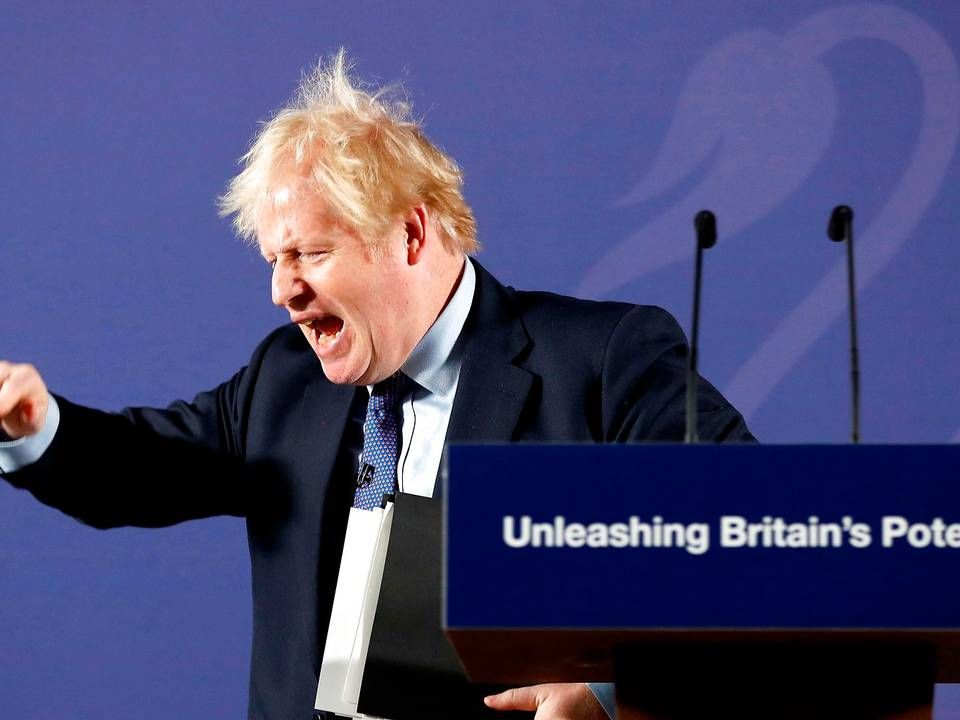 Boris Johnson brugte de store armbevægelser, da han holdt tale om de kommende forhandlinger med EU i Greenwich. | Foto: Frank Augstein/AFP/Ritzau Scanpix