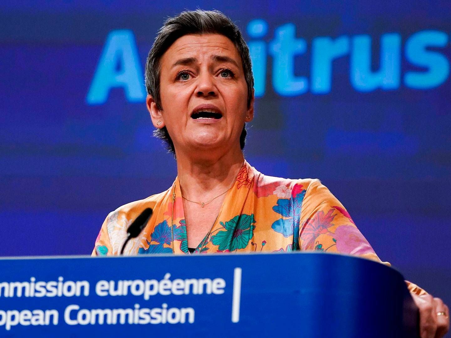 EU's konkurrencekommissær Margrethe Vestager skal snart tage endeligt stilling til containerindustriens særregel Block Exemption Rule. | Foto: Kenzo Tribouillard/AFP/Ritzau Scanpix