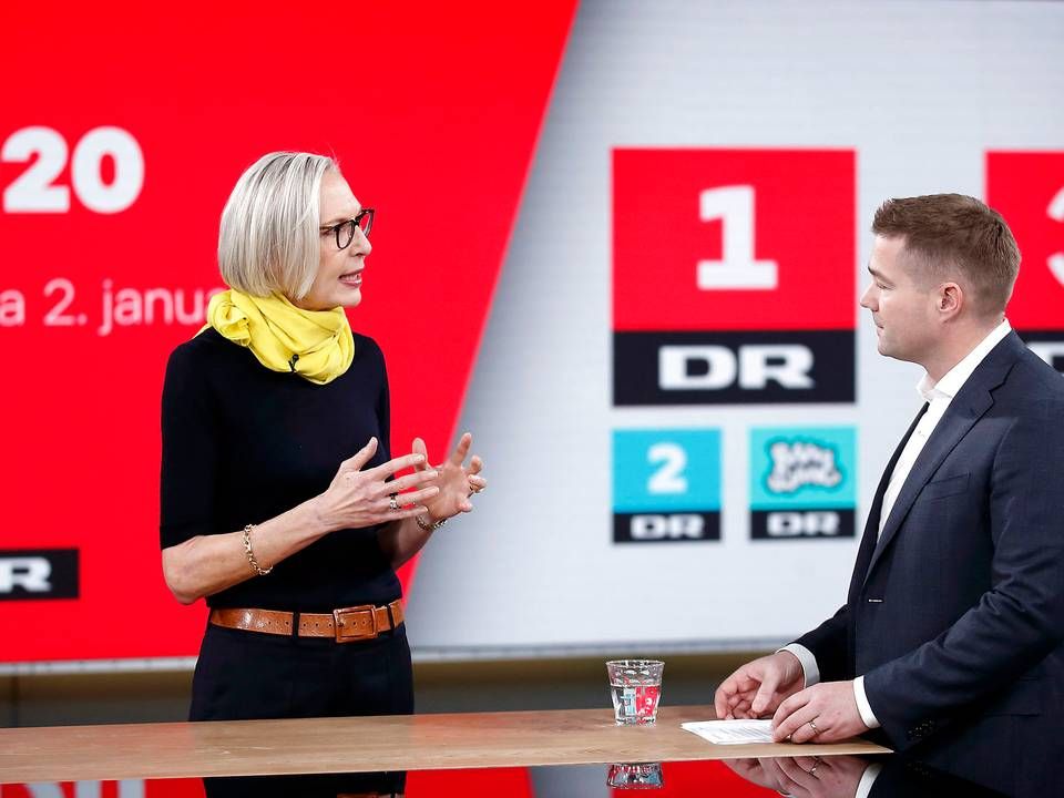 DR præsenterede i december 2019 sine programplaner for 2020. Her ses generaldirektør Maria Rørbye Rønn og DR-vært Johannes Langkilde. | Foto: Jens Dresling/Ritzau Scanpix