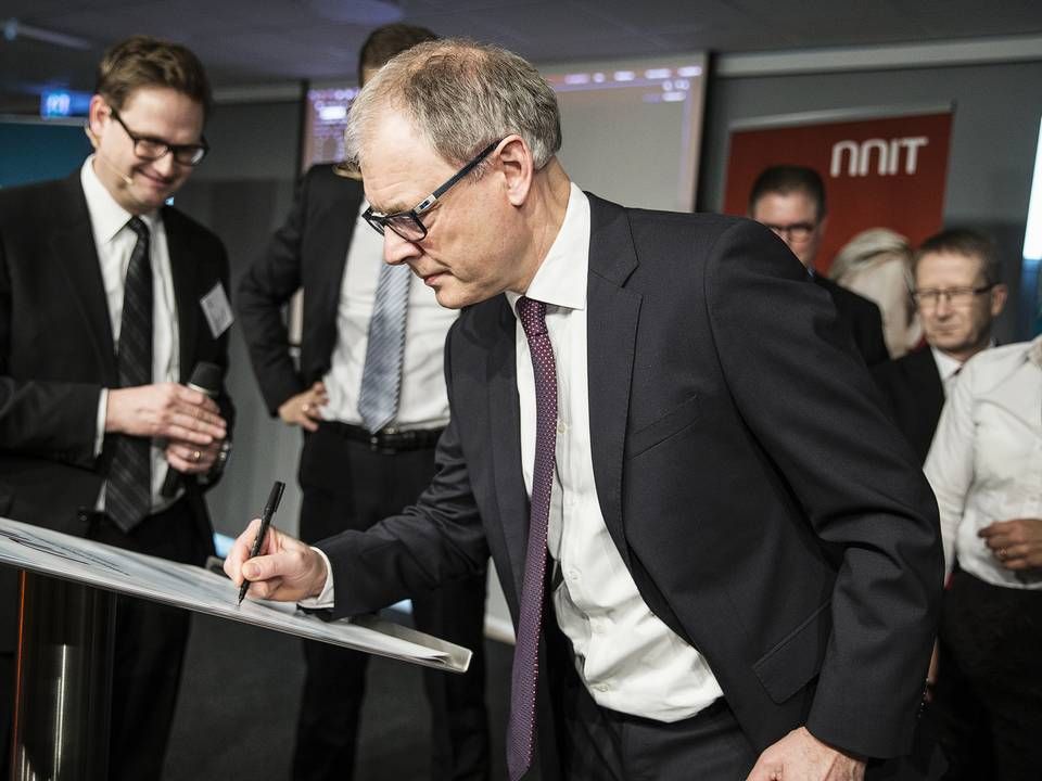 Carsten Krogsgaard på toppen som finansdirektør i NNIT. Han sender aktien på markedet med en solid kursstigning til følge. | Foto: Niels Hougaard/ERH