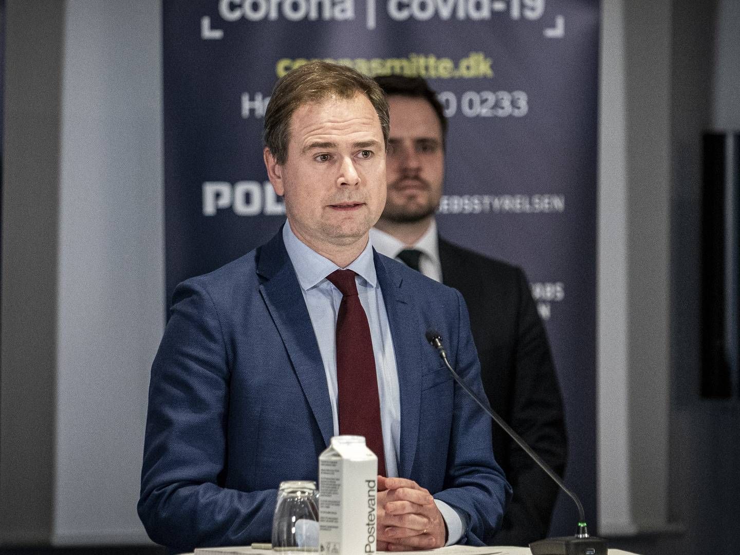 Finansminister Nicolai Wammen taler til pressemøde om en styrkelse af den midlertidige lønkompensationsordning under coronakrisen, i Eigtveds Pakhus i København mandag den 30. marts 2020. | Foto: Niels Christian Vilmann/Ritzau Scanpix