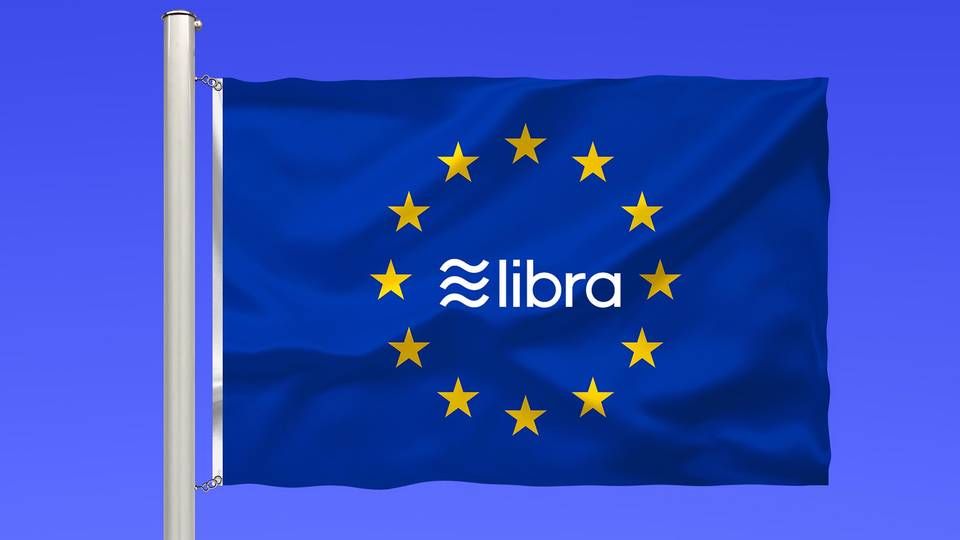 Logo der von Facebook geplanten digitalen Währung Libra auf der EU-Flagge | Foto: picture alliance/Bildagentur-online