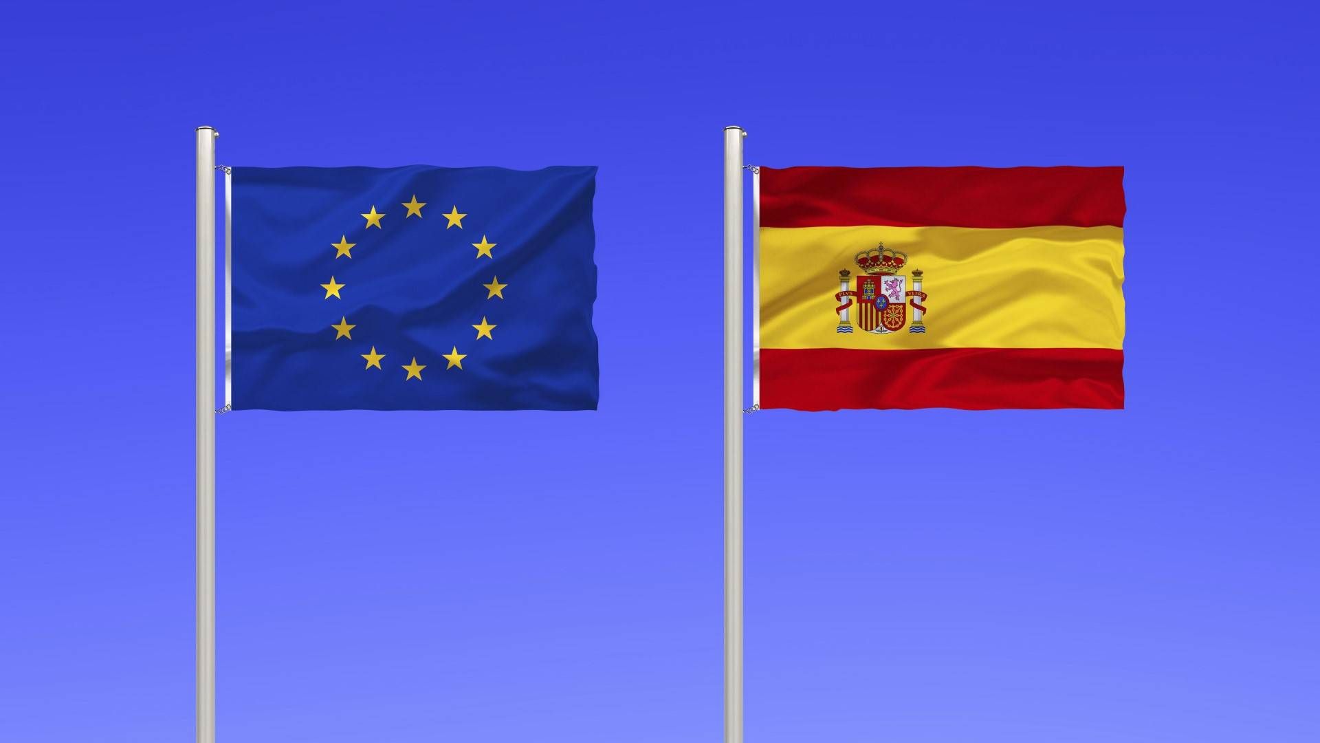 Eu-Flagge neben spanischer Flagge | Foto: Picture-Alliance / Blickwinkel
