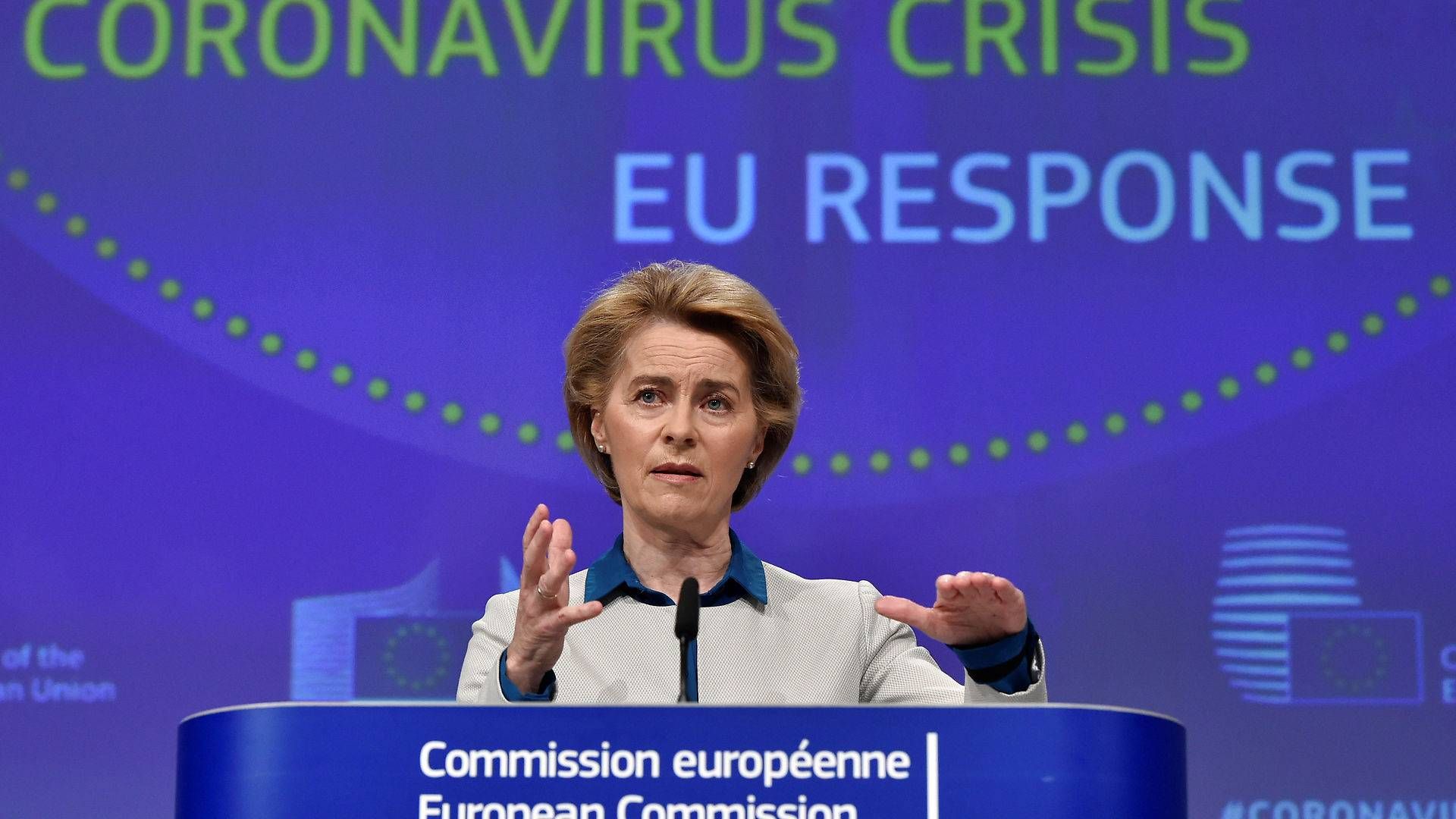 EU-Kommissionens formand, Ursula von der Leyen, lancerer ny dataplatform som skal dele forskningsdata om coronavirus. | Foto: Pool/Reuters/Ritzau Scanpix