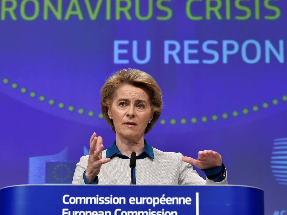 EU-Kommissionens formand, Ursula von der Leyen, lancerer ny dataplatform som skal dele forskningsdata om coronavirus. | Foto: Pool/Reuters/Ritzau Scanpix