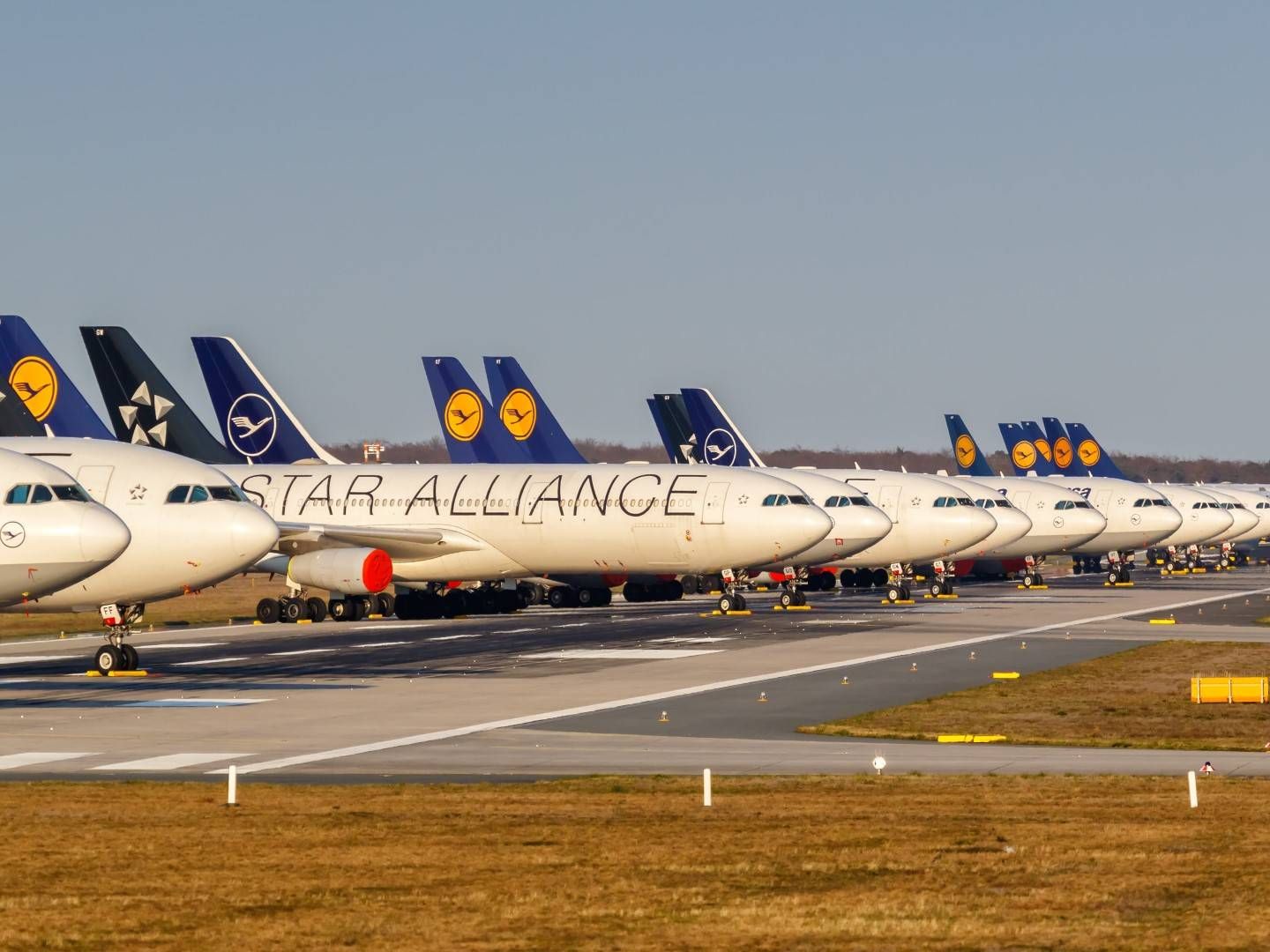Flugreisen werden weltweit storniert: Abgestellte Flugzeuge auf der Nord-West-Landebahn des Frankfurter Flughafens. | Foto: Picture-Alliance/ Markus Mainka