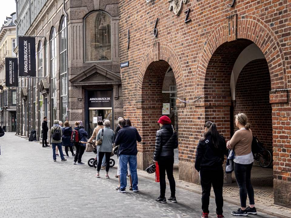 Arnold Busck genåbnede på Købmagergade i København, lørdag den 9. maj 2020. Butikken på Købmagergade i København har været en del af gadebilledet siden 1896. | Foto: Ida Guldbæk Arentsen/Ritzau Scanpix