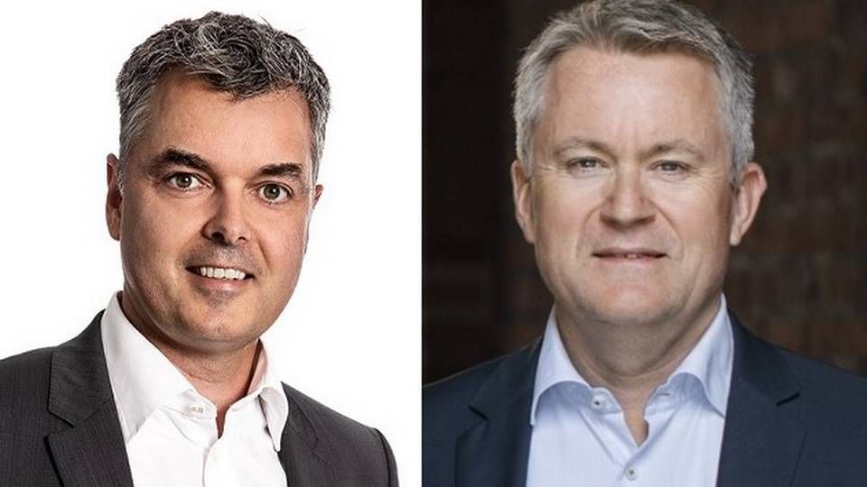 Eskil Thygesen, direktør for viden og indhold hos Schultz (tv), og Flemming Breinholt, adm. direktør i Karnov Group, kommer til at krydse klinger, når Schultz lancerer juridisk researchprodukt til efteråret. | Foto: PR