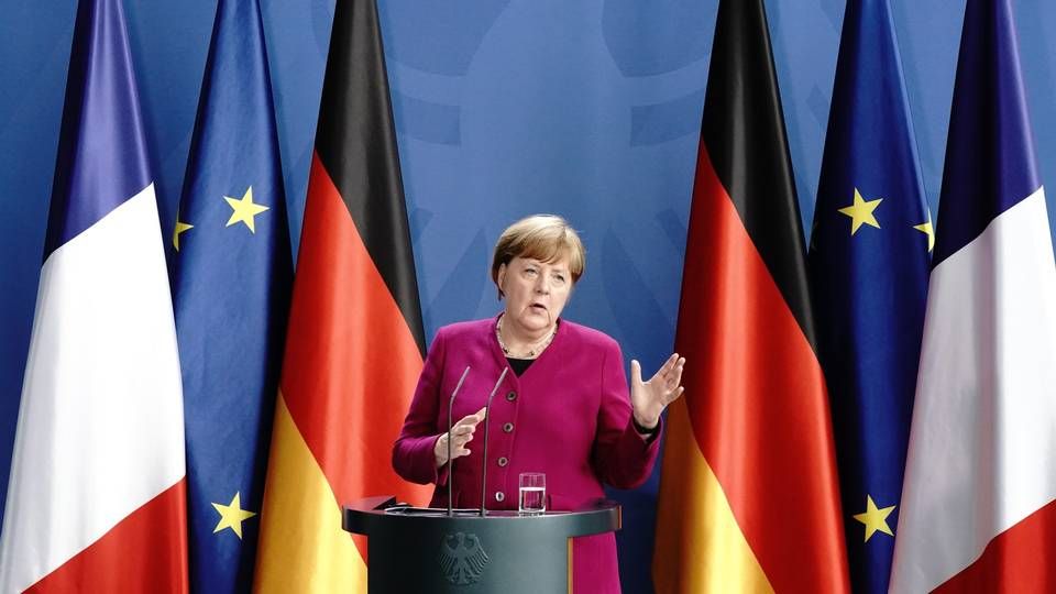 Tysklands statsminister Angela Merkel lanserte mandag et forslag som skal gi koronarammede EU-land hjelp til å få økonomien på skinner. | Foto: Kay Nietfeld/DPA via AP/NTB Scanpix