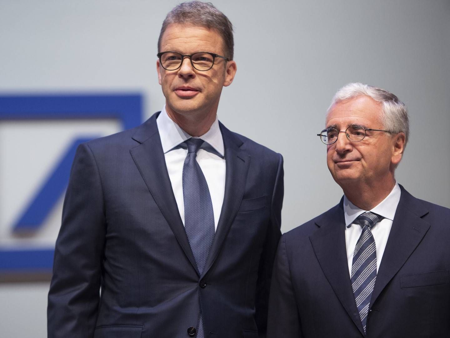 Christian Sewing, Vorstandsvorsitzender und Paul Achleitner, Aufsichtratsvorsitzender, der Deutschen Bank AG auf der Hauptversammlung in Frankfurt 2019 | Foto: picture-alliance Sven Simon