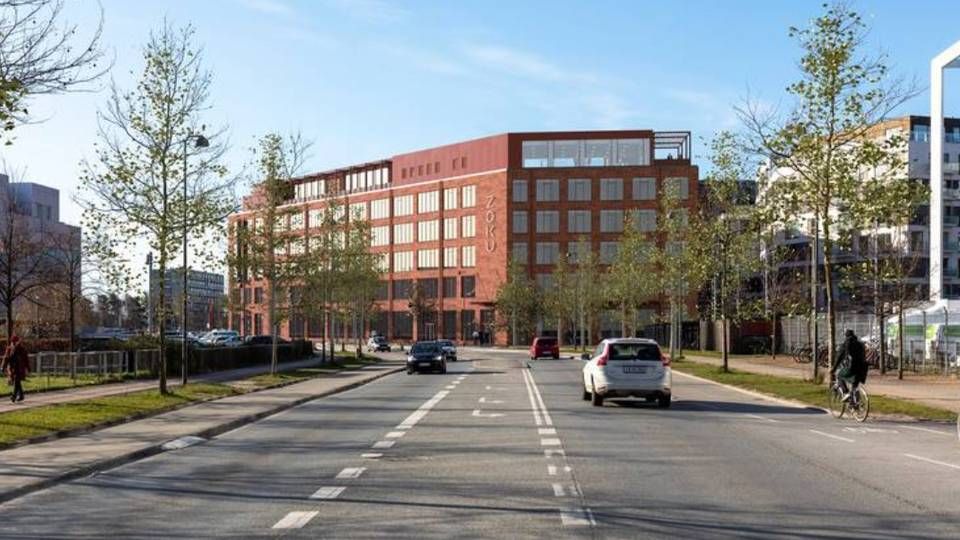 Augusthus-bygningen i Ørestad skal stå færdig i starten af 2021. Kontordelen bliver et af de første kontorbyggerier i Danmark, hvor sikring mod smitterisiko er tænkt ind i bygningsdesignet. | Foto: PR-visualisering: Lintrup & Norgart / NREP