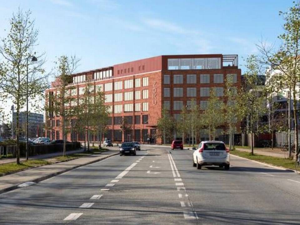 Augusthus-bygningen i Ørestad skal stå færdig i starten af 2021. Kontordelen bliver et af de første kontorbyggerier i Danmark, hvor sikring mod smitterisiko er tænkt ind i bygningsdesignet. | Foto: PR-visualisering: Lintrup & Norgart / NREP