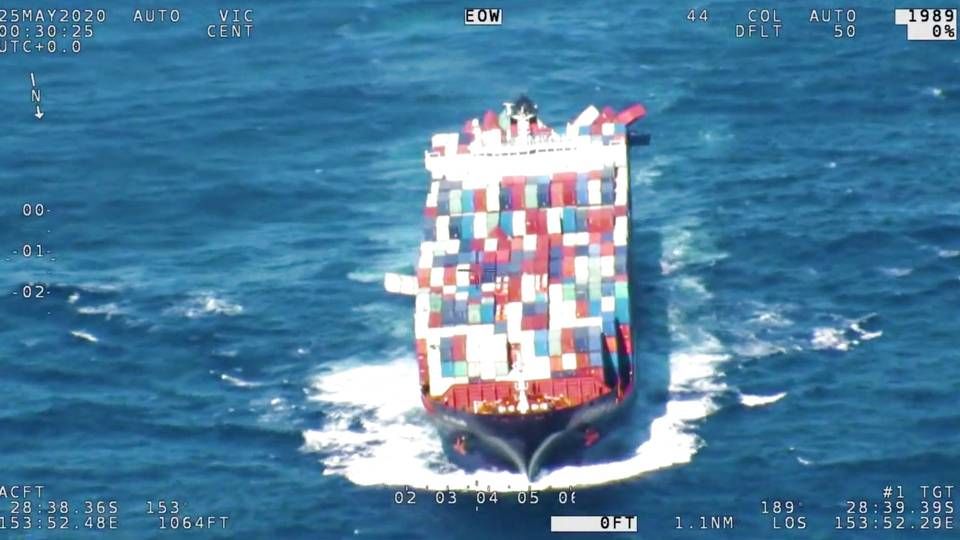 Video from the Australian Maritime Safety Authority of vessel APL England. | Photo: Amsa/Reuters/Ritzau Scanpix
