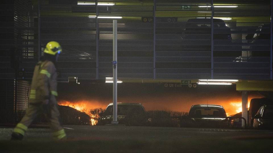 Sola 7. januar 2020. Brann i parkeringshuset på Stavanger lufthavn Sola Foto: Carina Johansen / NTB scanpix