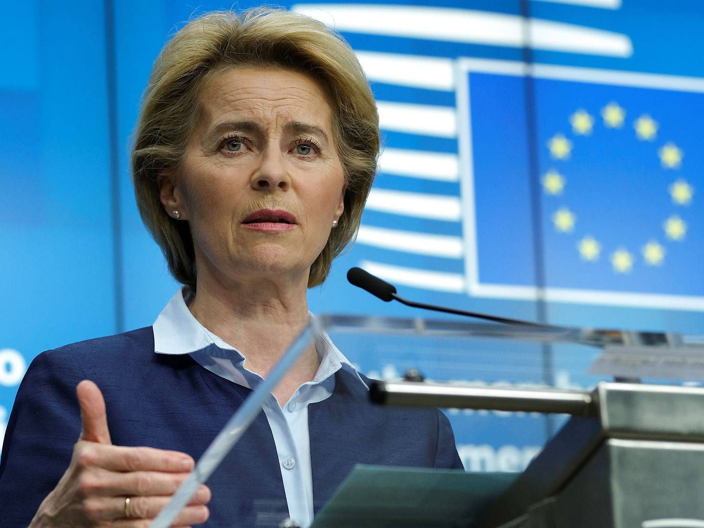 EU-Kommissionens formand, Ursula von der Leyen, har netop fremlagt sit bud på en gigantisk hjælpepakke. | Foto: Pool New/Reuters/Ritzau Scanpix