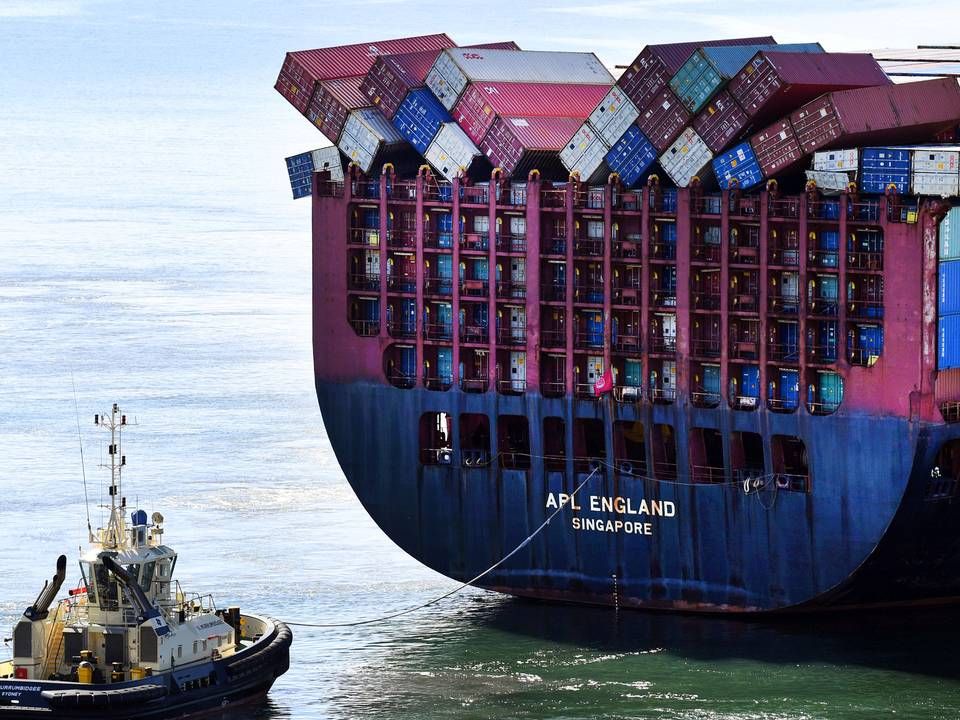 APL England photographed in the Port of Brisbane after it lost roughly 40 containers off the coast of Sydney Sunday. | Photo: Stringer/REUTERS / X80002