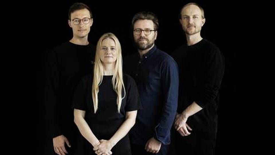 The co-founder of radiobotics (L-R): Head of technolody Pavel Lisouski, Head of operations Stine Mølgaard Sørensen, CEO Mads Jarner Brevadt and Research director Martin Axelsen. | Foto: Marcus Trappaud Bjørn