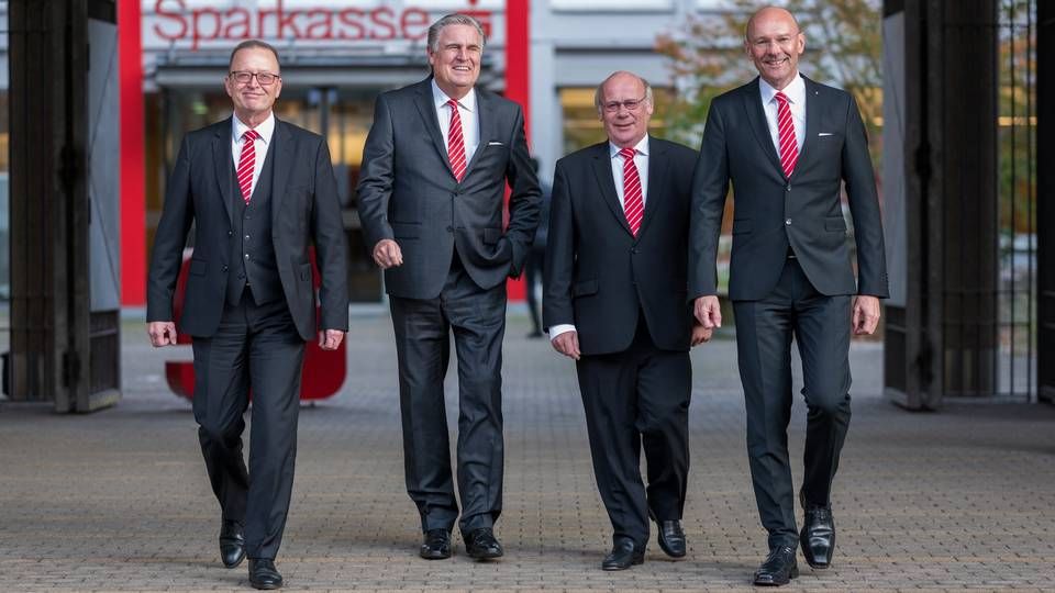 Der Vorstand der Sparkasse Saarbrücken: (v. l.) Uwe Johmann, Uwe Kuntz, Hans-Werner Sander und Frank Saar. | Foto: Sparkasse Saarbrücken