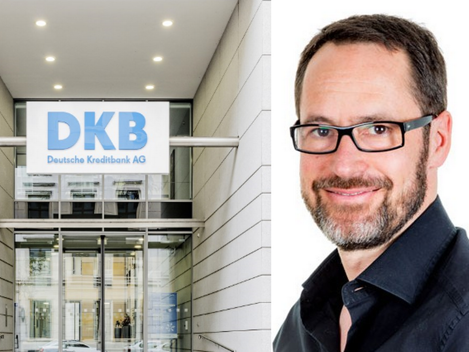 Arnulf Keese und die DKB-Zentrale in Berlin. | Foto: DKB AG/Mo Wüstenhagen/Montage: FinanzBusiness