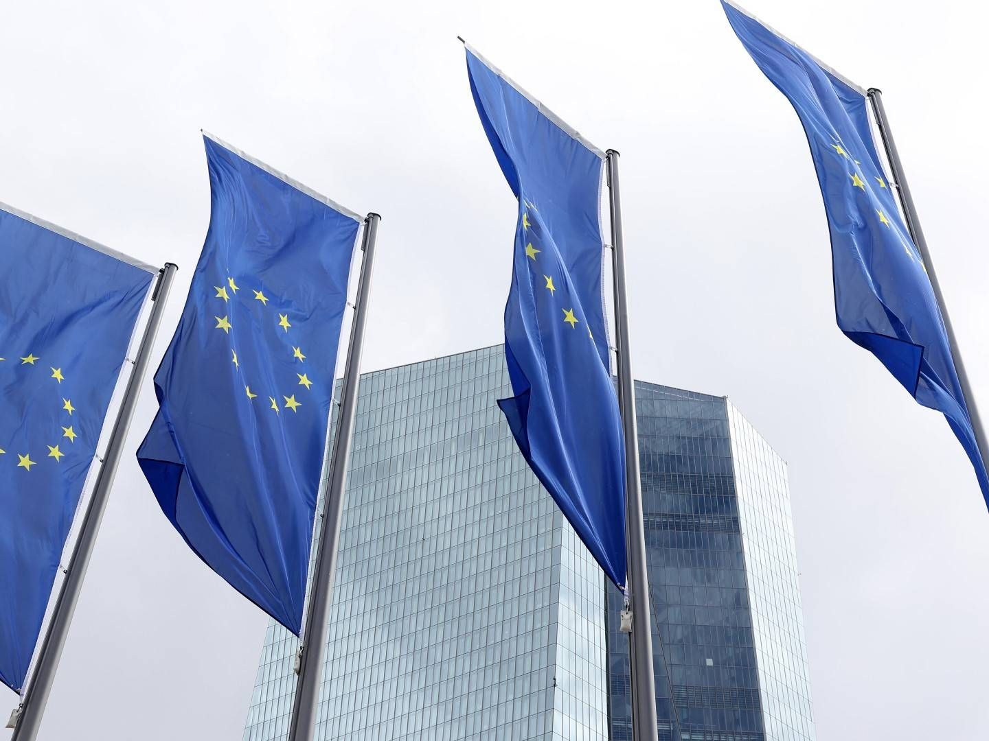 Europa-Flaggen vor dem Sitz der EZB in Frankfurt am Main. | Foto: picture alliance/augenklick