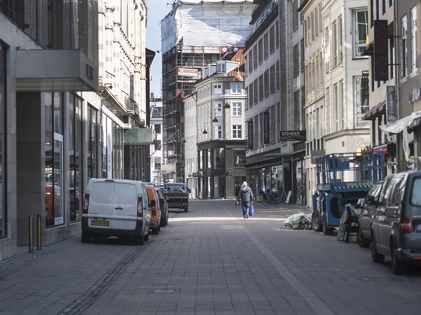 Et mennesketomt Strøget i København. | Foto: Mogens Flindt