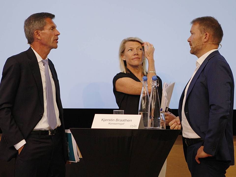Kommunikasjonsdirektør Thomas Midteide (til høyre), her sammen med finansdirektør Ottar Ertzeid og konsernsjef Kjerstin Braathen. | Foto: Jörgen Skjelsbæk