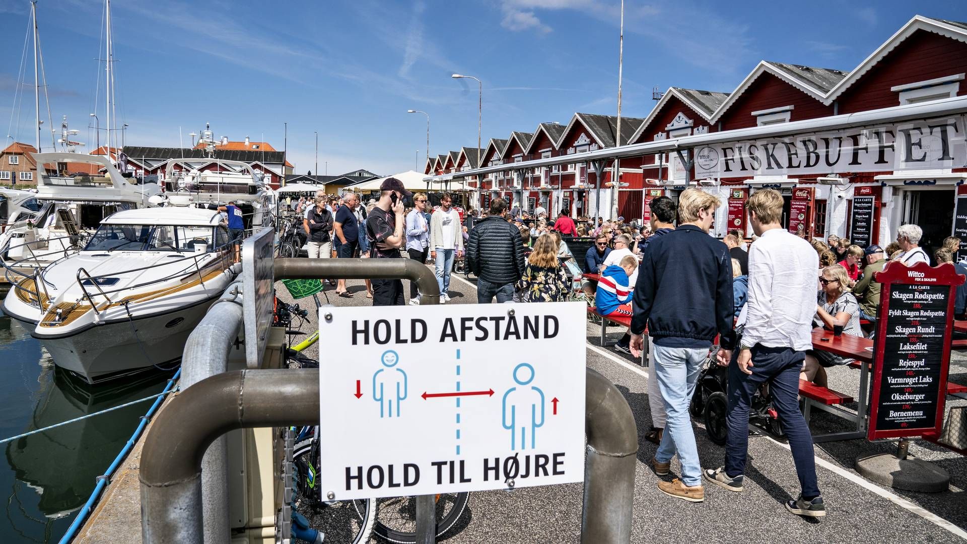 På trods af coronarestriktioner var der i Skagen i uge 29 proppet af gæster på de lokale restauranter. | Foto: Henning Bagger / Ritzau Scanpix.