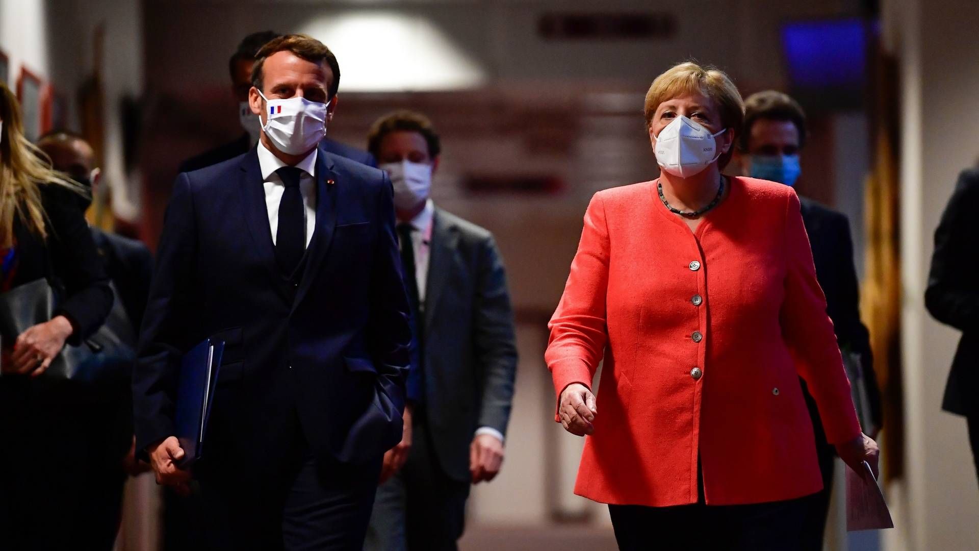 Tysklands forbundskansler, Angela Merkel og Frankrigs præsident, Emmanuel Macron er i dialog med Rusland om vaccinesamarbejde. | Foto: John Thys / AFP / Ritzau Scanpix