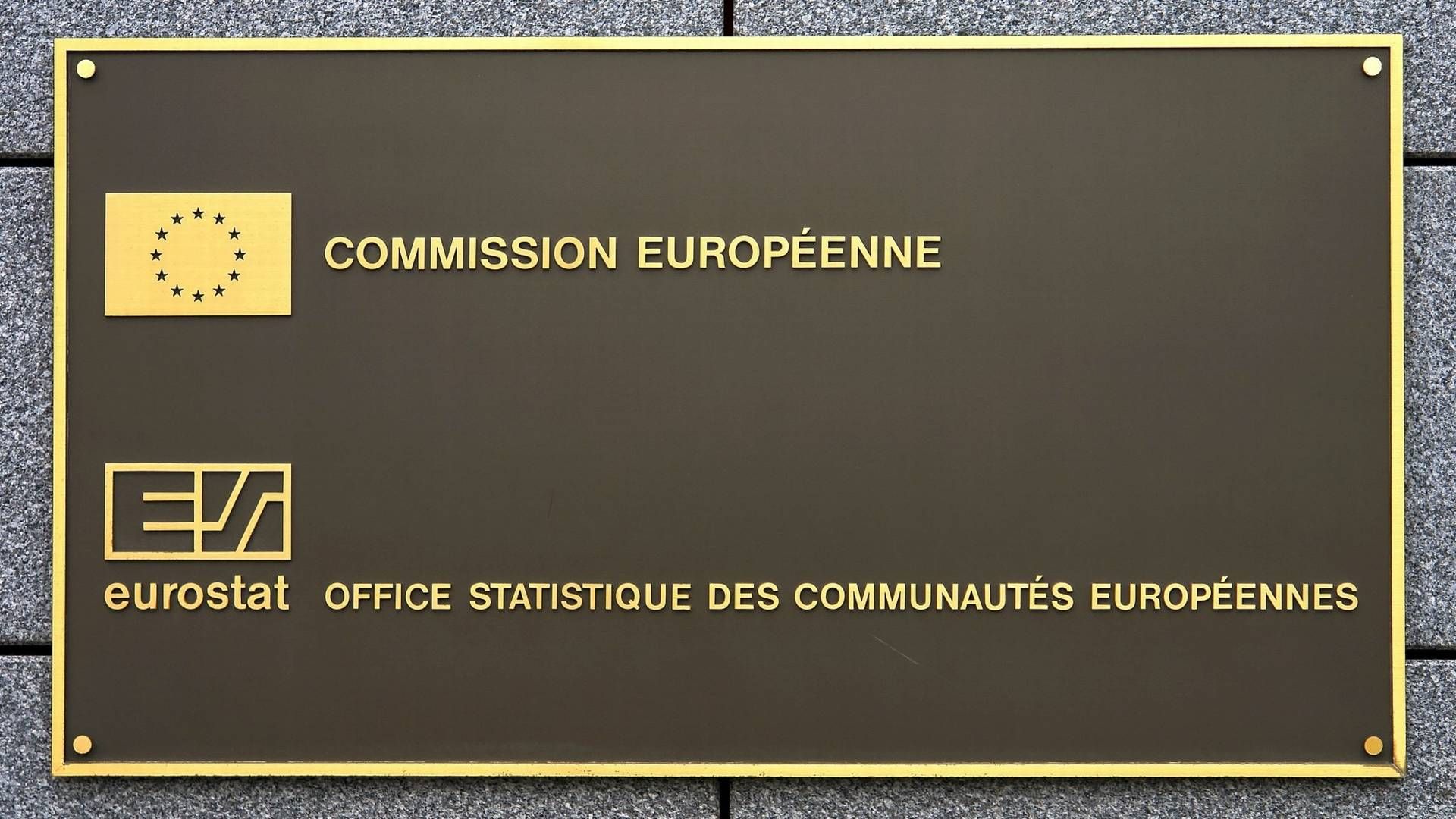 Eingangsschild zu den Büros von Eurostat auf dem Luxemburger Kirchberg. | Foto: picture alliance/Hartwig Lohmeyer/JOKER