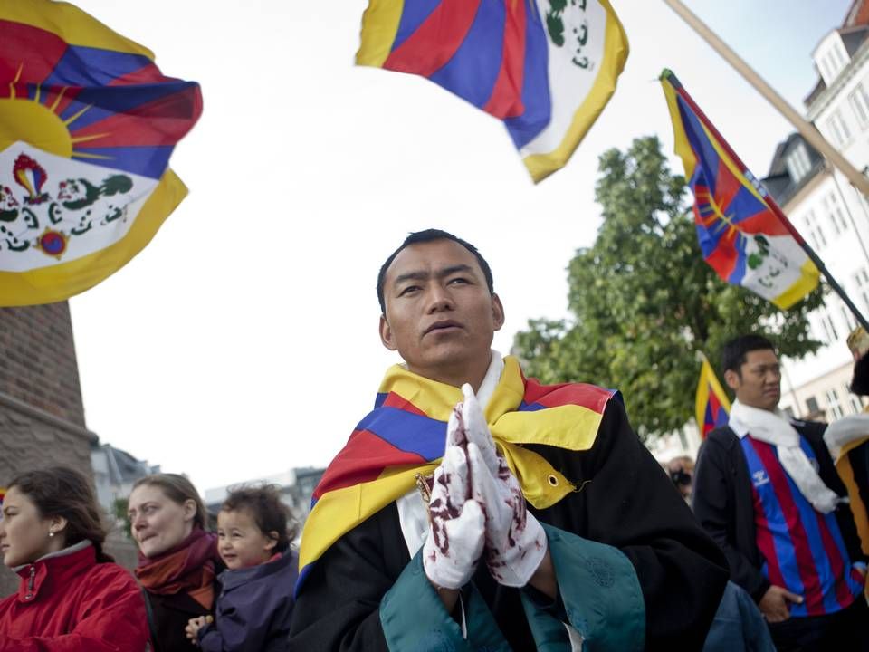 Demonstration mod Kinas menneskerettighedsovertrædelser over for Tibet, Støttekomiteen for Tibet, på Højbro Plads i København fredag 15. juni 2012. | Photo: Dennis Lehmann/Ritzau Scanpix