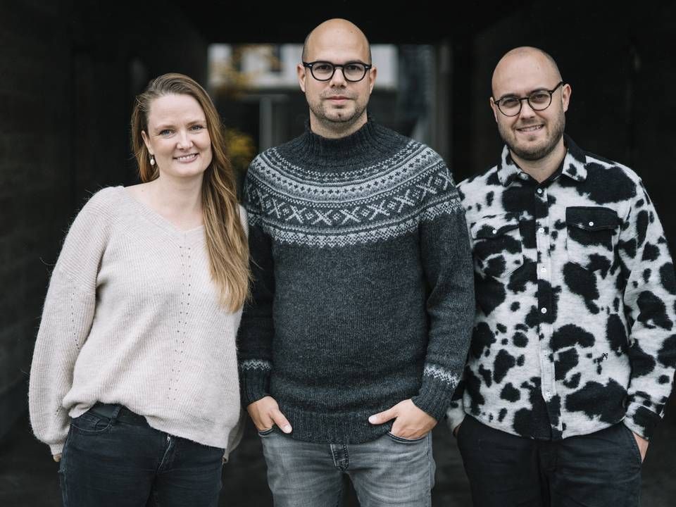 Tre stiftere af Legal Monster: Driftsdirektør, Stine Mangor Tornmark (tv.), adm. direktør, Niklas Stephenson (mf.) og produktionschef, | Foto: PR