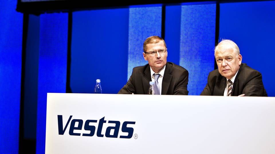 Ditlev Engel (tv.) og Bent Carls (th.) under Vestas' generalforsamling i 2012. | Foto: Sisse Dupont/ERH