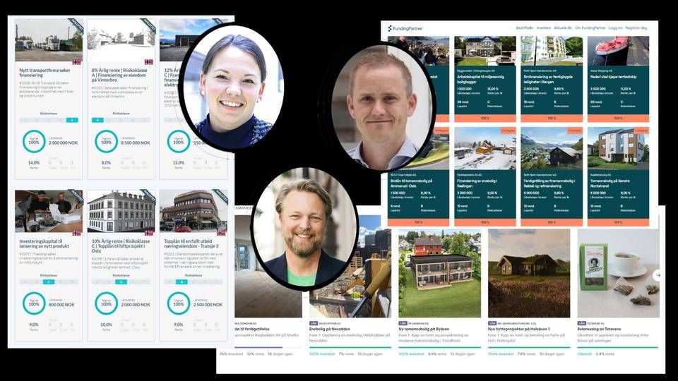 Folkefinansieringens utlånsselskaper söker ulike veier til suksess. Fr.v Linn Hoel Ringvoll, Kameo, Jarle Holm, Monner og Geir Atle Bore, Fundingpartner